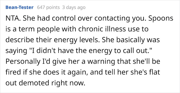 Recently Promoted Employee Takes A Day-Off Without Telling Anyone, Boss Makes Her Choose Between Demotion Or Termination