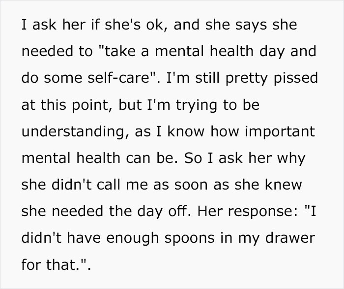 Recently Promoted Employee Takes A Day-Off Without Telling Anyone, Boss Makes Her Choose Between Demotion Or Termination
