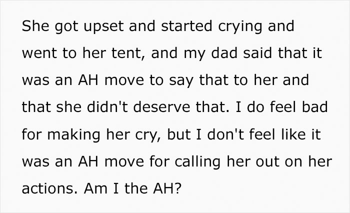 Mom Wants To Be Included In This Father-Daughter Camping Trip, Ruins It By Making It About Her Mom Wants To Be Included In This Father-Daughter Camping Trip, Ruins It By Making It About Her