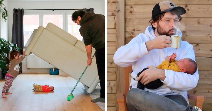 Dad Sends His GF These Pics Whenever She Asks If Their Babies Are OK While He’s Watching Them (30 New Pics)