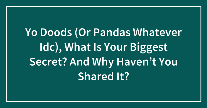 Yo Doods (Or Pandas Whatever Idc), What Is Your Biggest Secret? And Why Haven’t You Shared It?