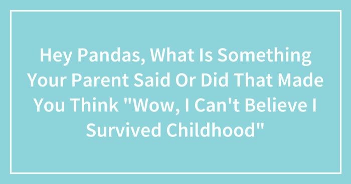 Hey Pandas, What Is Something Your Parent Said Or Did That Made You Think “Wow, I Can’t Believe I Survived Childhood” (Closed)