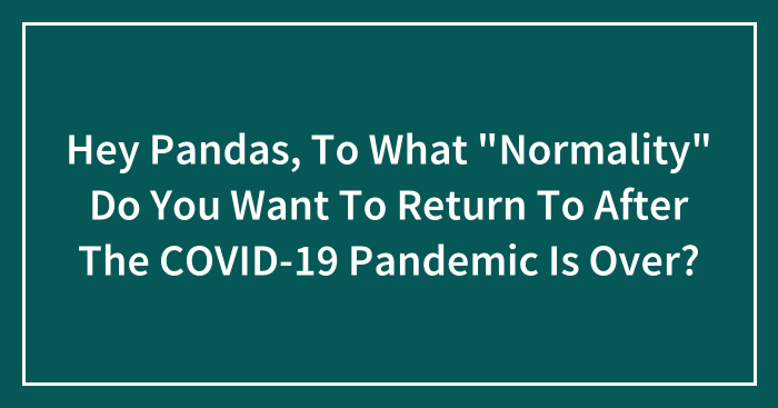 Hey Pandas, To What “Normality” Do You Want To Return To After The COVID-19 Pandemic Is Over? (Closed)