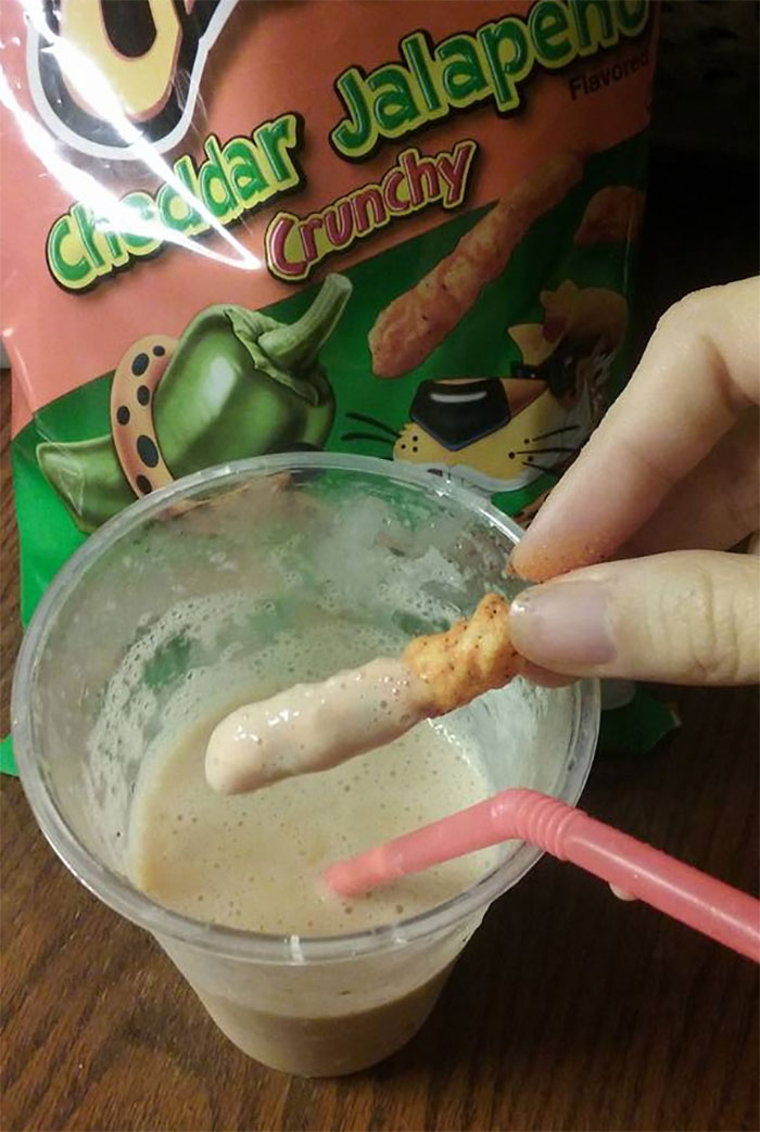 Had Any Weird Pregnancy Cravings? Nah.. Unless You Think Jalapeno Cheetos Dipped In Peach Milkshake Is Weird