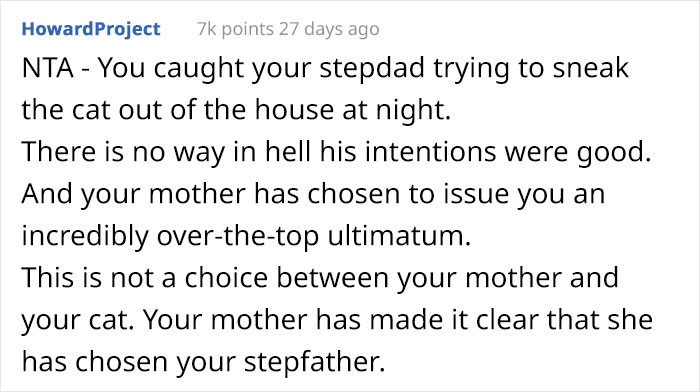 Teen Asks If She Was Wrong To Run Away With Her Cat After Her Stepdad Attempts To Secretly Euthanize It Teen Asks If She Was Wrong To Run Away With Her Cat After Her Stepdad Attempts To Secretly Euthanize It