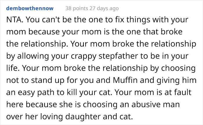 Teen Asks If She Was Wrong To Run Away With Her Cat After Her Stepdad Attempts To Secretly Euthanize It Teen Asks If She Was Wrong To Run Away With Her Cat After Her Stepdad Attempts To Secretly Euthanize It