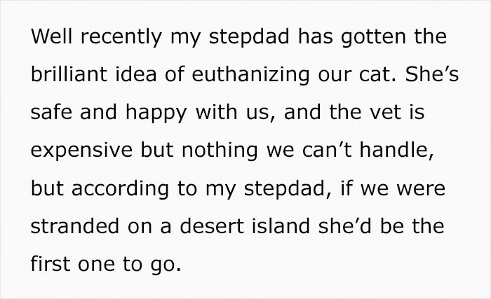 Teen Asks If She Was Wrong To Run Away With Her Cat After Her Stepdad Attempts To Secretly Euthanize It Teen Asks If She Was Wrong To Run Away With Her Cat After Her Stepdad Attempts To Secretly Euthanize It