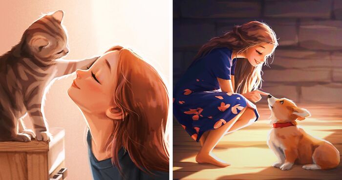 Artist Illustrates How Doing Anything Is Much Better When There Are Animals Around (29 Pics)