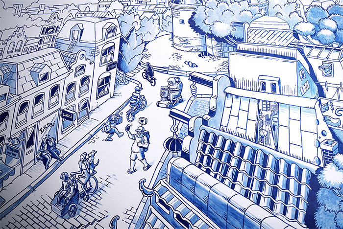 I Painted A Beautiful Mural Inspired By Amsterdam And Delft Blue Style