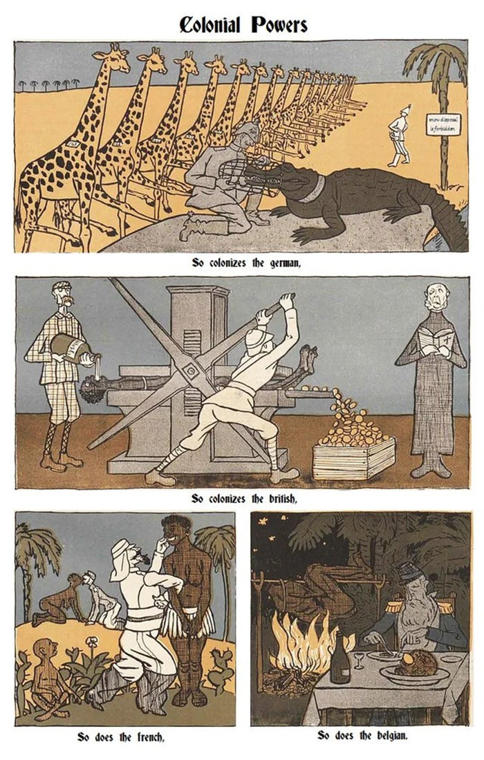 An Old Caricature Addressing The Different Colonial Empires In Africa Date Early 1900s