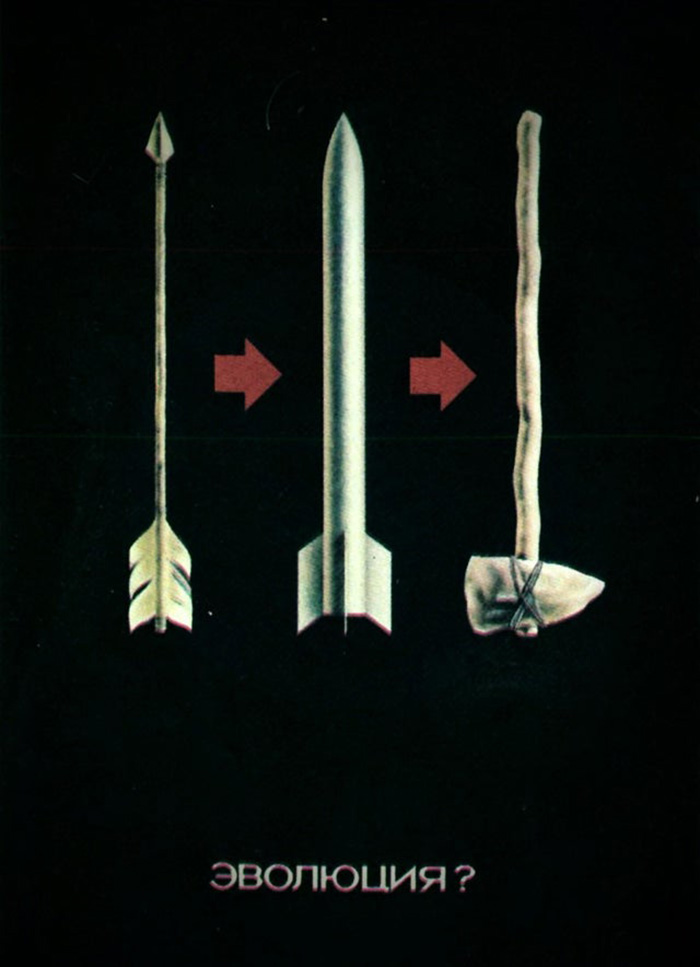"Evolution?" // Anti- Nuclear War Poster (1970s Ussr)