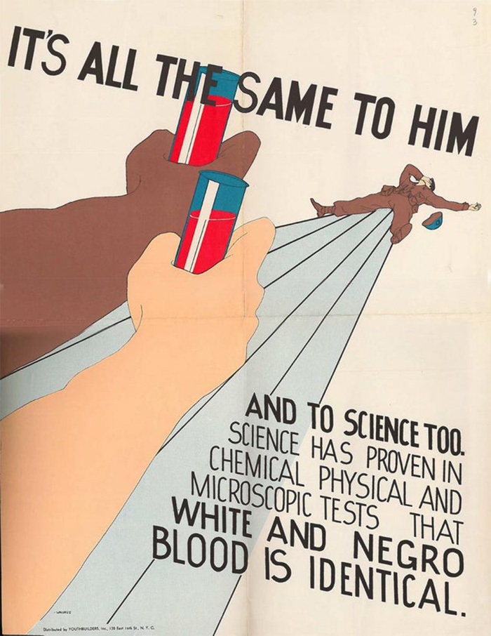 Poster Distributed By Youthbuilders, The Student Group From New York City's Ps 43, To Protest Segregated Blood Banks, Produced In 1945.