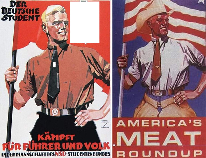 Hitler Youth Poster (1930s) And American Meat Industry Poster (1980s)