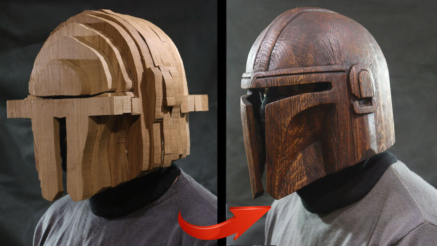 I Made A Mandalorian Wooden Helmet