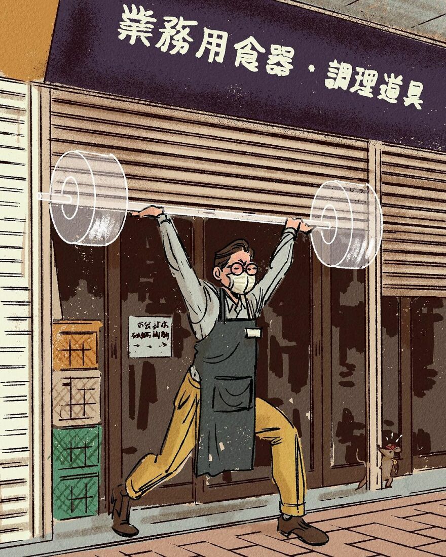 Artist Creates A Series Of Illustrations Showing The Daily "Olympics" Held By The People Of Tokyo ( 16 Pics)