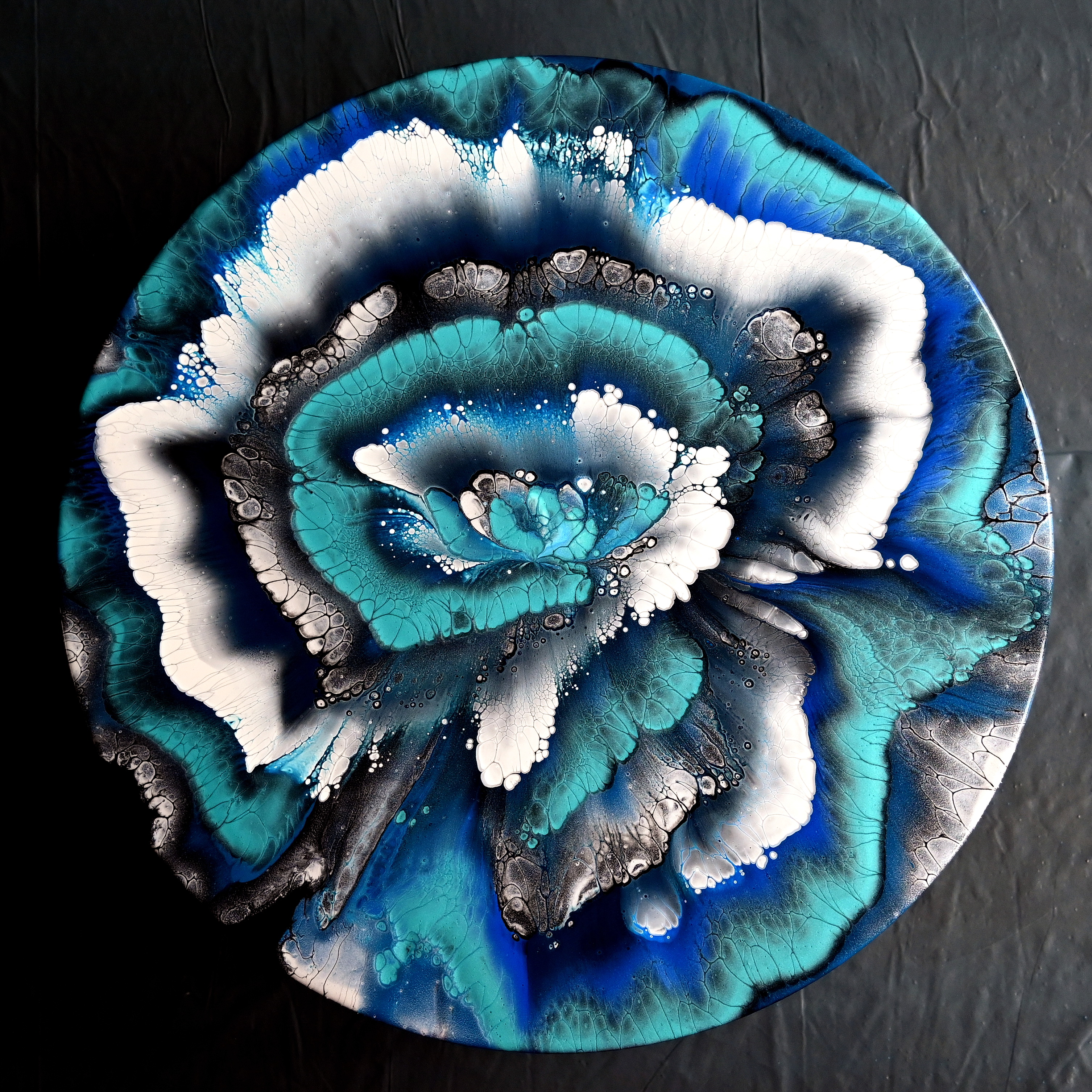Spinning Spiral Reverse Flower Dip ~ Flower Clock With Acrylic Pouring Technique ~ Fiona Art