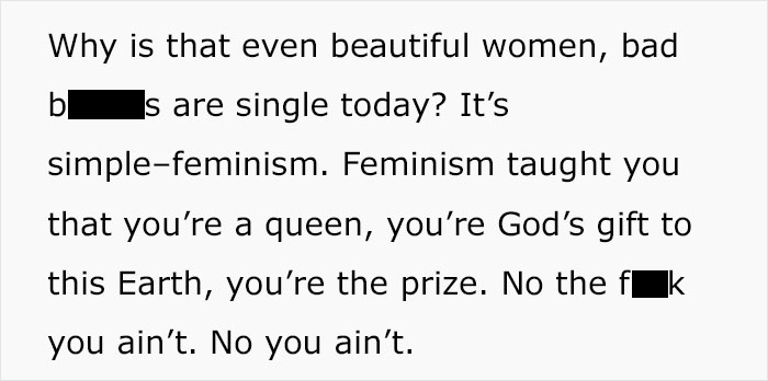 Self-Proclaimed "Alpha Male" Explains How Women Are Single Because Of Feminism, Gets Destroyed In The Comments Self-Proclaimed "Alpha Male" Explains How Women Are Single Because Of Feminism, Gets Destroyed In The Comments