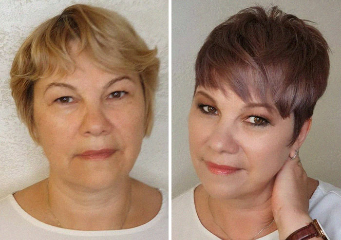 Елена Из Калининграда, Записалась К Нам Как На Работе Увидела Свою Коллегу После Нас 😊над Образом Работали;парикмахер Ольга Тарасова @stilist_o_tarasova ,визажист И Автор Проекта Оксана Трунова @oxanatrunovamakeup .#слепоепреображение #академиятруновой #визажисттрунова #стилисттарасова #допосле #меняйсяклучшему #hair #hairstylist #makeupartist #makeup #стрижкапосле50 #лифтингмакияж