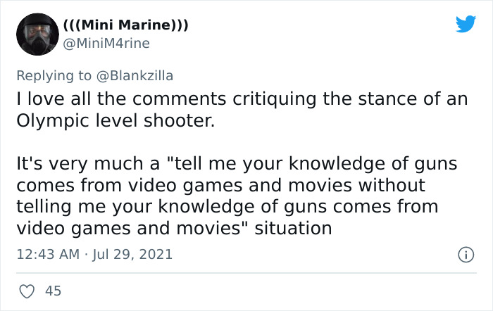 Twitter's In Meltdown As Men Try To Teach Olympic Gold Medalist The Proper Way To Hold A Gun