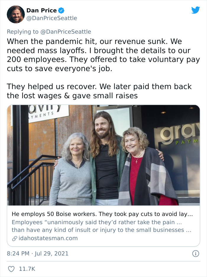 CEO Who Took A 90% Pay Cut To Raise His Staff's Minimum Salary To $70,000 Shares How It Changed Him And His Team CEO Who Took A 90% Pay Cut To Raise His Staff's Minimum Salary To $70,000 Shares How It Changed Him And His Team