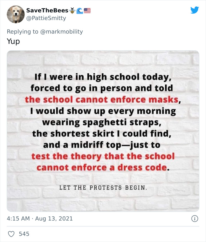 Mom Calls Out School For Making Her Daughter Adhere To Misogynistic Dress Codes While They Made Masks 'Optional'