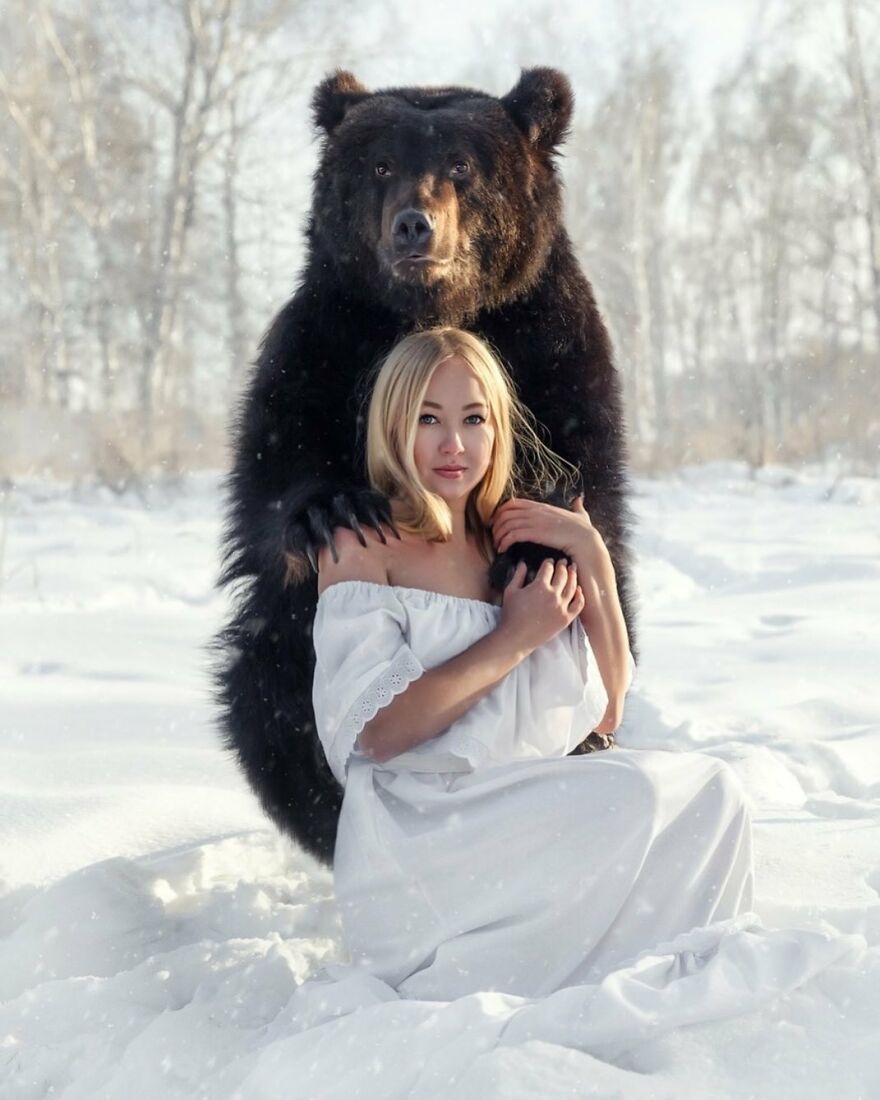 Russian Woman Rescued A Bear From A Closed-Down Zoo, And They're Best Buddies Now