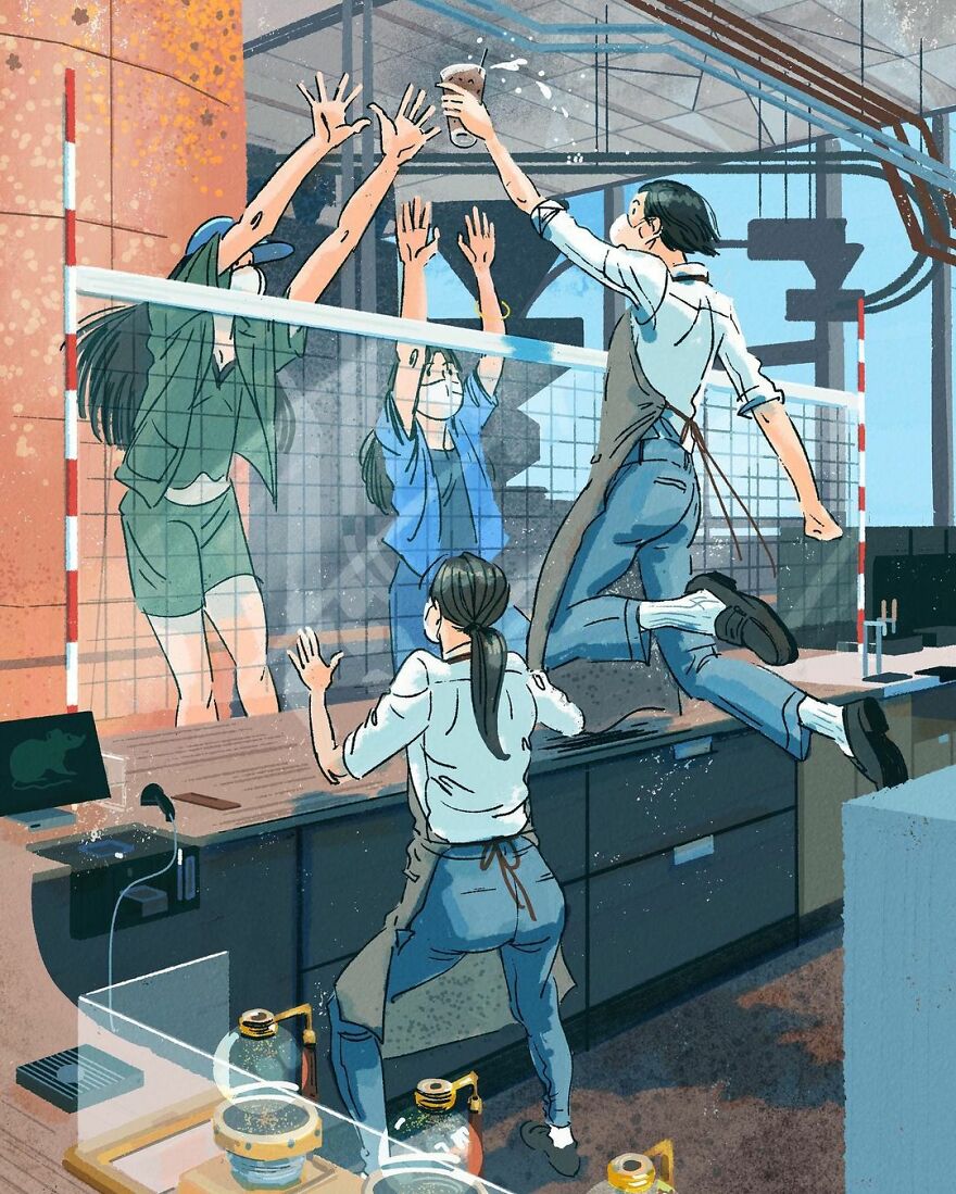 Artist Creates A Series Of Illustrations Showing The Daily "Olympics" Held By The People Of Tokyo ( 16 Pics)