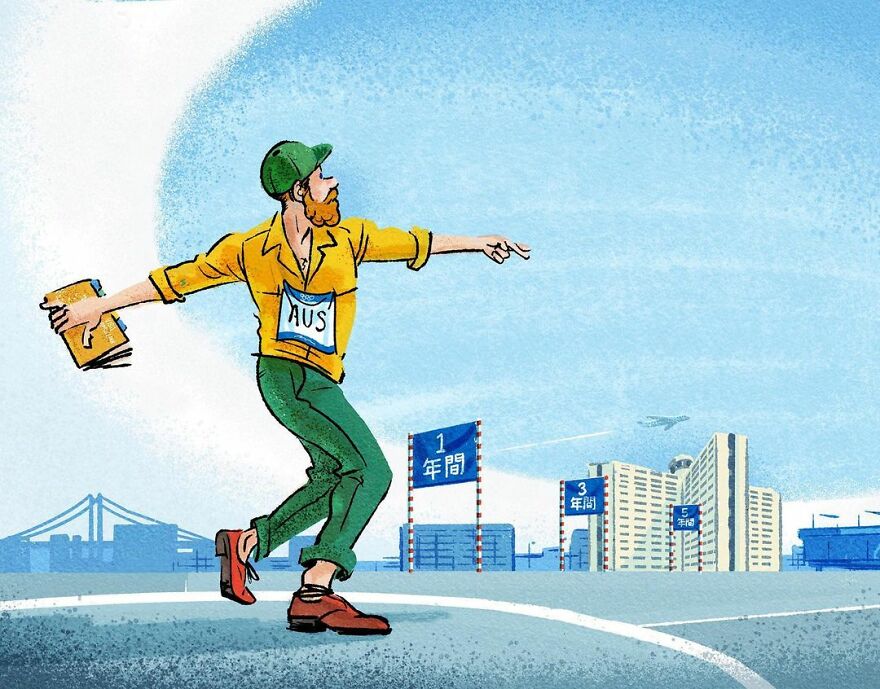 Artist Creates A Series Of Illustrations Showing The Daily "Olympics" Held By The People Of Tokyo ( 16 Pics)