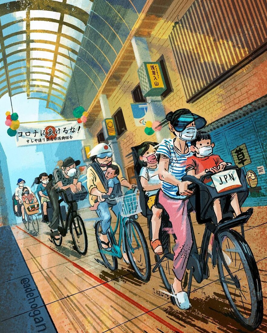 Artist Creates A Series Of Illustrations Showing The Daily "Olympics" Held By The People Of Tokyo ( 16 Pics)