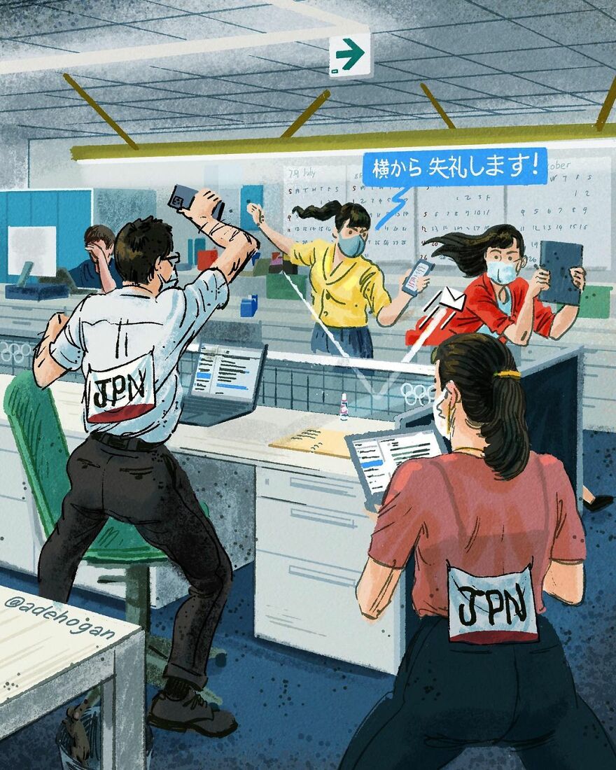 Artist Creates A Series Of Illustrations Showing The Daily "Olympics" Held By The People Of Tokyo ( 16 Pics)