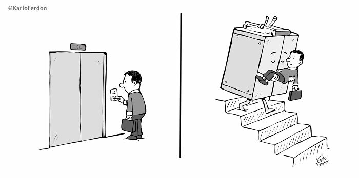 Funny Minimalist Comics Without Dialogue By Karlo Ferdon (56 New Comics)