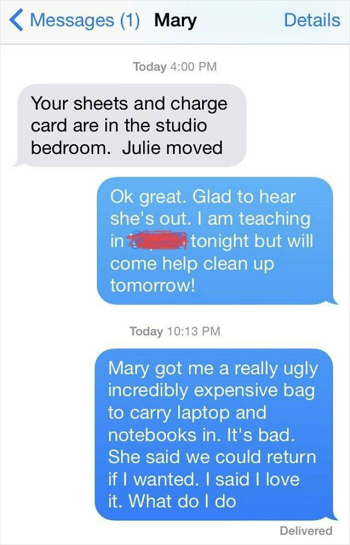 That Time In 2014 That I Meant To Text My Sister About My Stepmom’s Gift, But Actually Texted My Stepmom. Funny Now. Was Not Funny Then