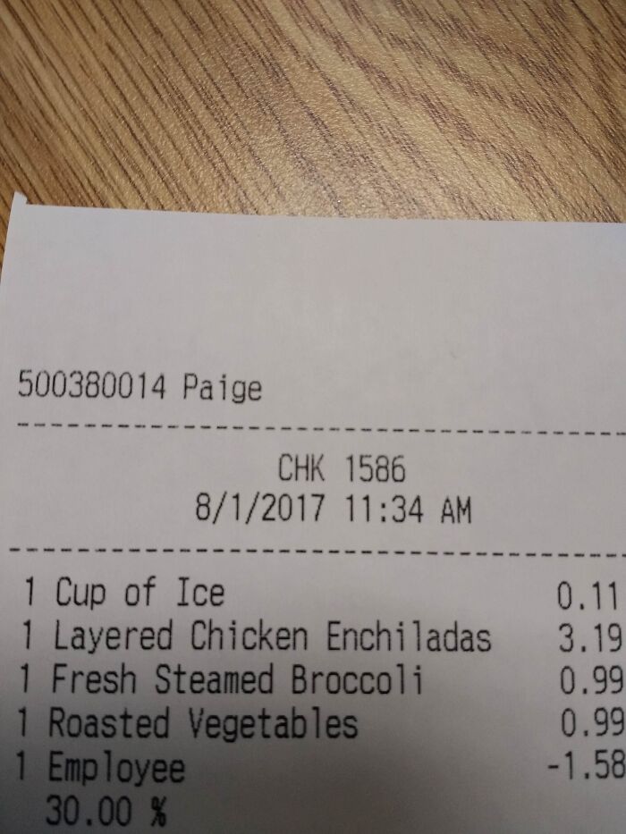 I Go To The Local Hospital Cafeteria For Lunch Every So Often. I Dress In Khaki Pants And A Button-Down Shirt While Looking Generally Happy To Be There. Gets Me A 30% Employee Discount Everytime.
