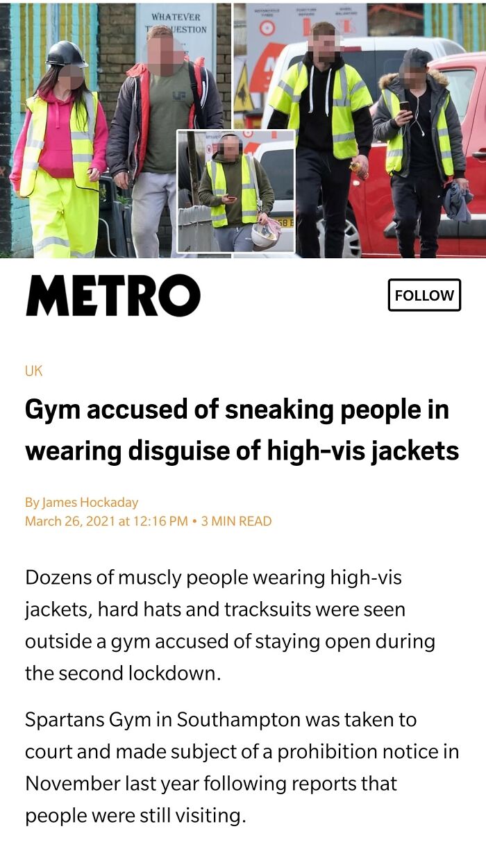 60 Different People Carrying Sports Bags And Drinks To A Gym, But Slap On A High Vis And Boom, You're A Decorator.