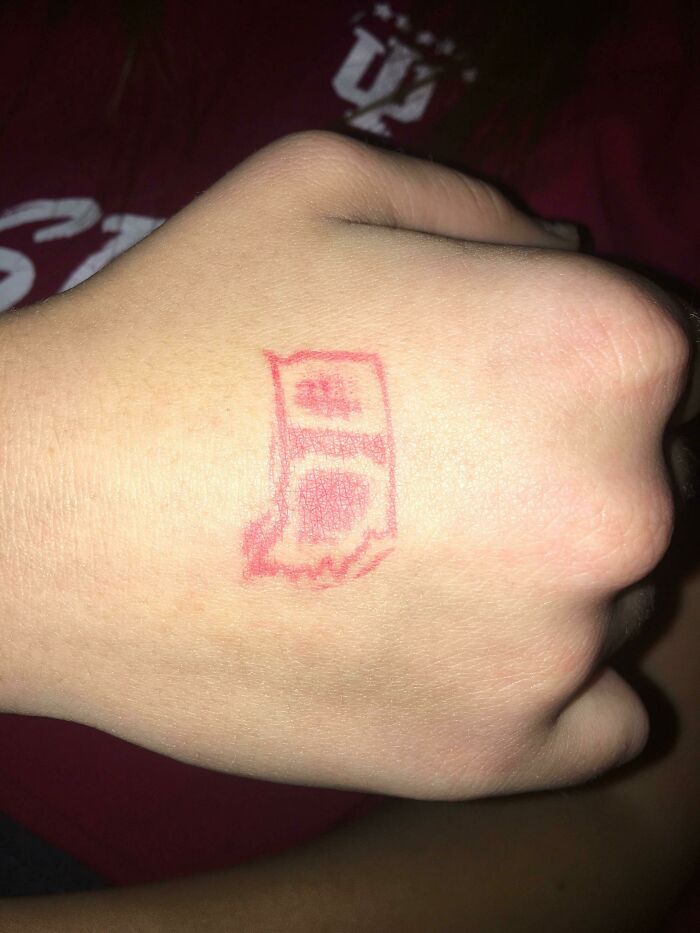 Avoided Paying Bar Cover The Past 2 Years By Drawing The Stamps With A Felt Tip Pen And Smudging It Barely
