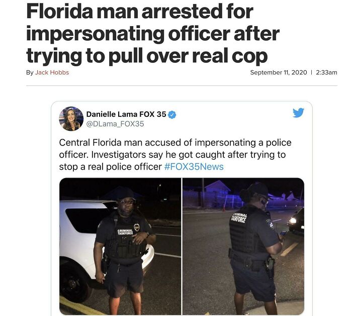 Pretend To Be A Cop? Get Arrest By An Off Duty One.