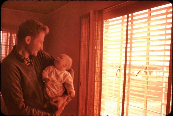 My Grandpa With His First Child, 1957. He Passed Away Yesterday, April 26, Aged 91