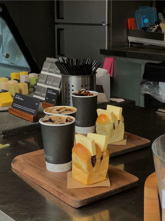 In Korea, They Serve Thick Slabs Of Butter With Red Bean On Bread As A Popular Snack Called “Ang Butter”