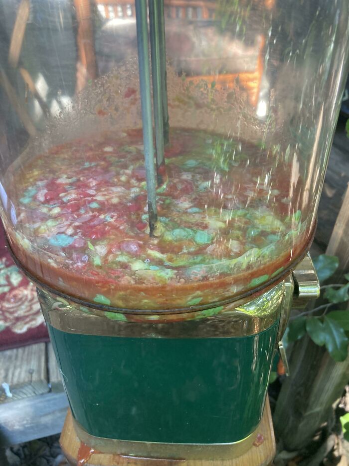 I Found An Old Candy Dispenser With Melted Skittles