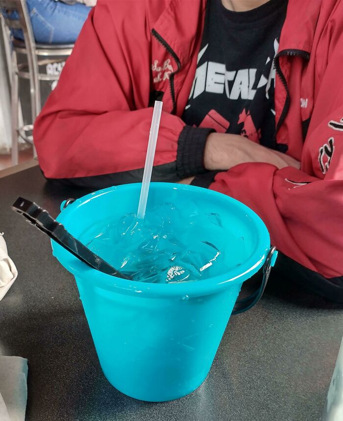 My Dad In Front Of His Bucket Of Margarita