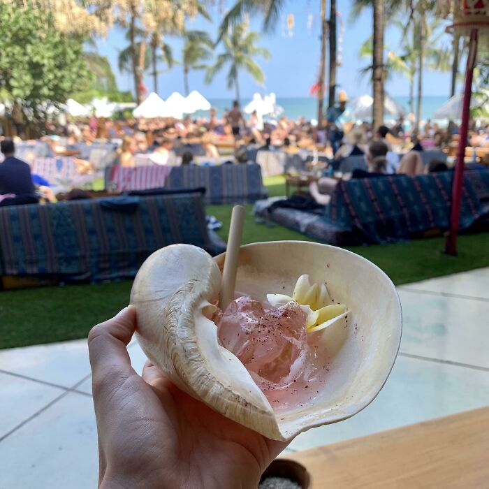 Cocktail Served In A Large Shell