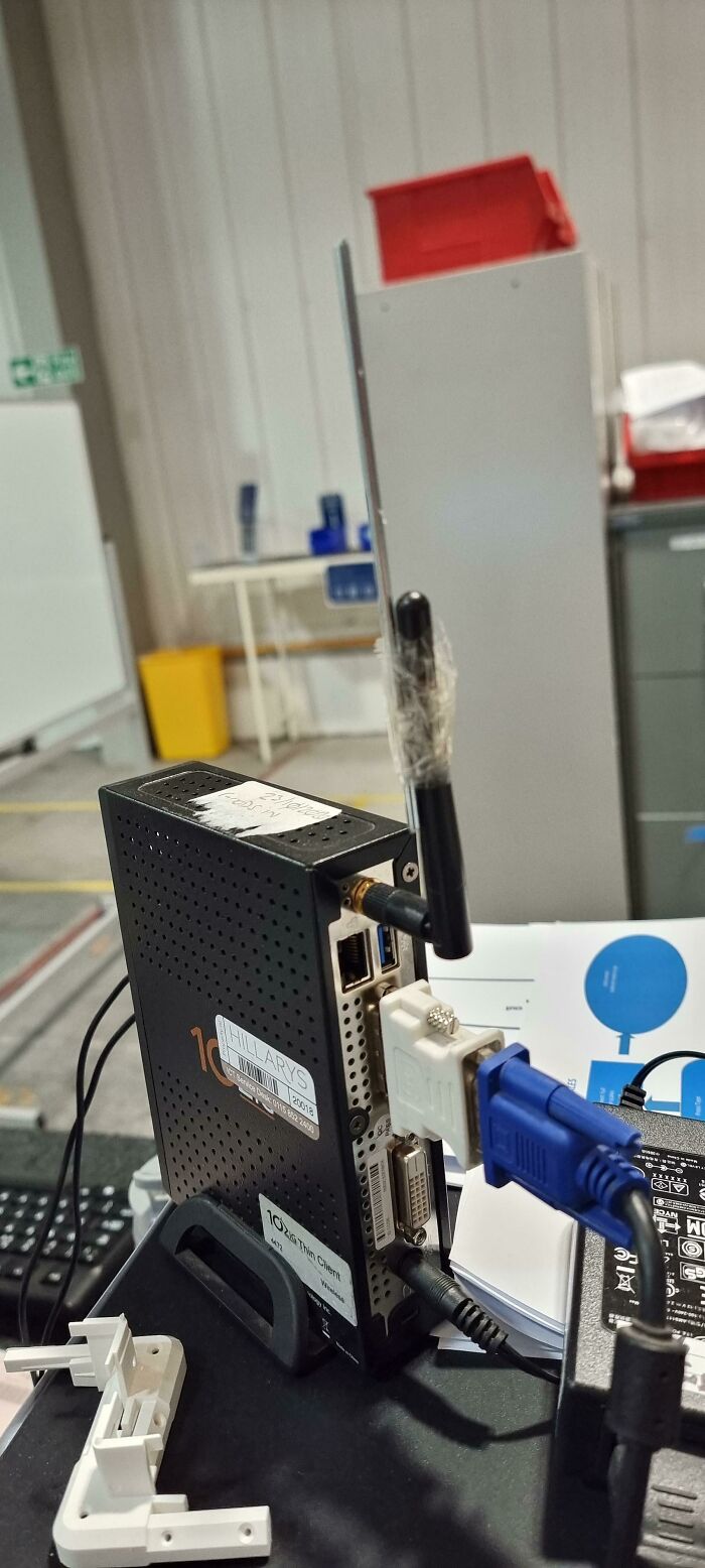 This Atrocitie I Spotted At Work Trying To Improve The WiFi Signal