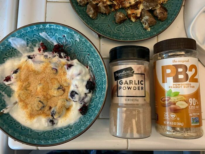 Guess Which One I Accidentally Put On My Yogurt This Morning