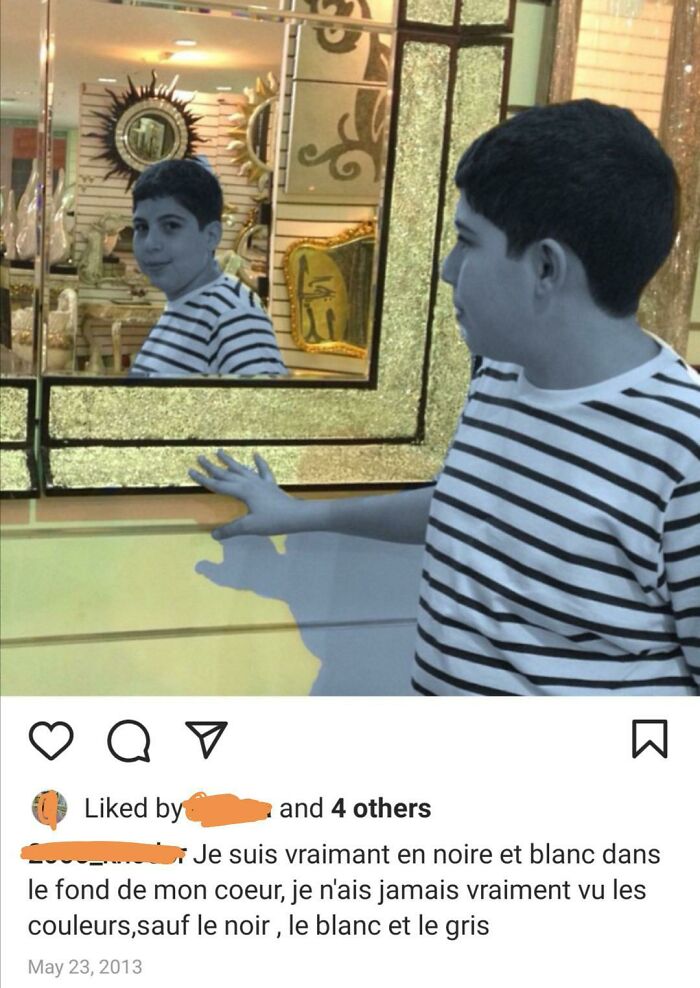 I Thought I Nailed That Edit Lmao. Translated Caption : "I'm Really Black And White In The Deepness Of My Heart, I've Never Really Seen Colors, Except Black, White And Gray"