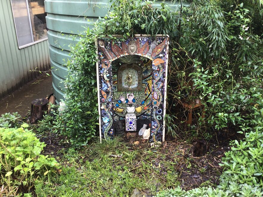 My Mum Is A Mosaic Artist And Loves To Create Amazing Artworks That She Upcycles From Skips And Creeks (No Animals Were Harmed In The Making Of These Artworks) My Mum Is A Mosaic Artist And Loves To Create Amazing Artworks That She Upcycles From Skips And Creeks (No Animals Were Harmed In The Making Of These Artworks)