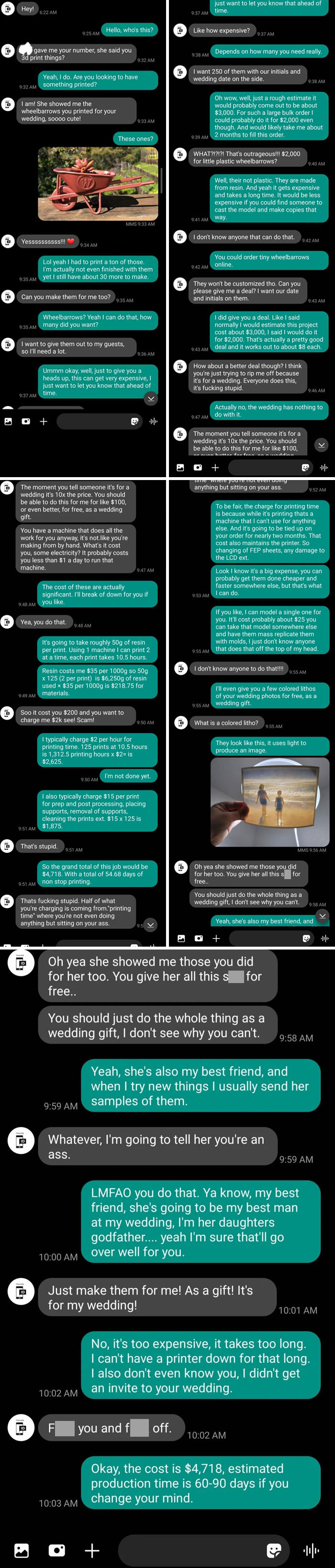 Stranger Wants A Custom Order For Her Wedding, As A Gift