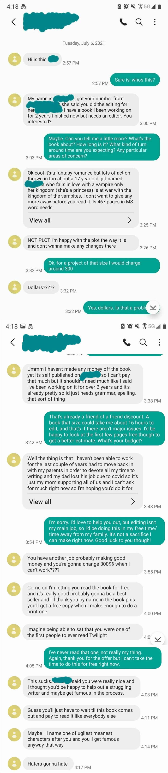 Got A Random Text Today. Haters Gonna Hate