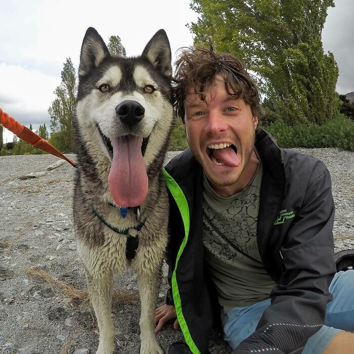 The Winner For The Best Tongue Competition Does Not Go To Me #daxonsanimalselfies. Oakley Wins And Looks Like A Cartoon Character, What A Dog 