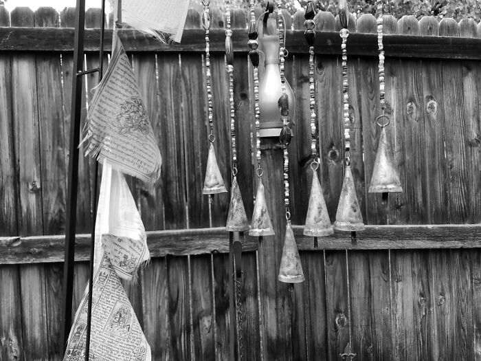 Prayer Flags, Bells, And Beads, Our Backyard.