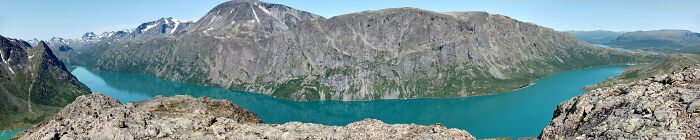 Besseggen In Norway, There Is A 2 Mile Hike From End To End On The Top Of The Closest Mountain.